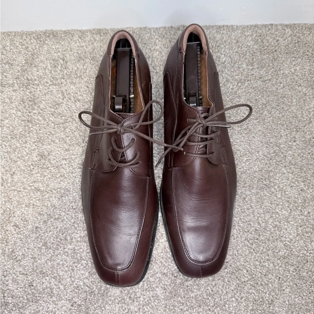 Bacco Bucci Men's Oxford Dress Shoes Brown Leather Square Toe Made In Italy 9.5‎